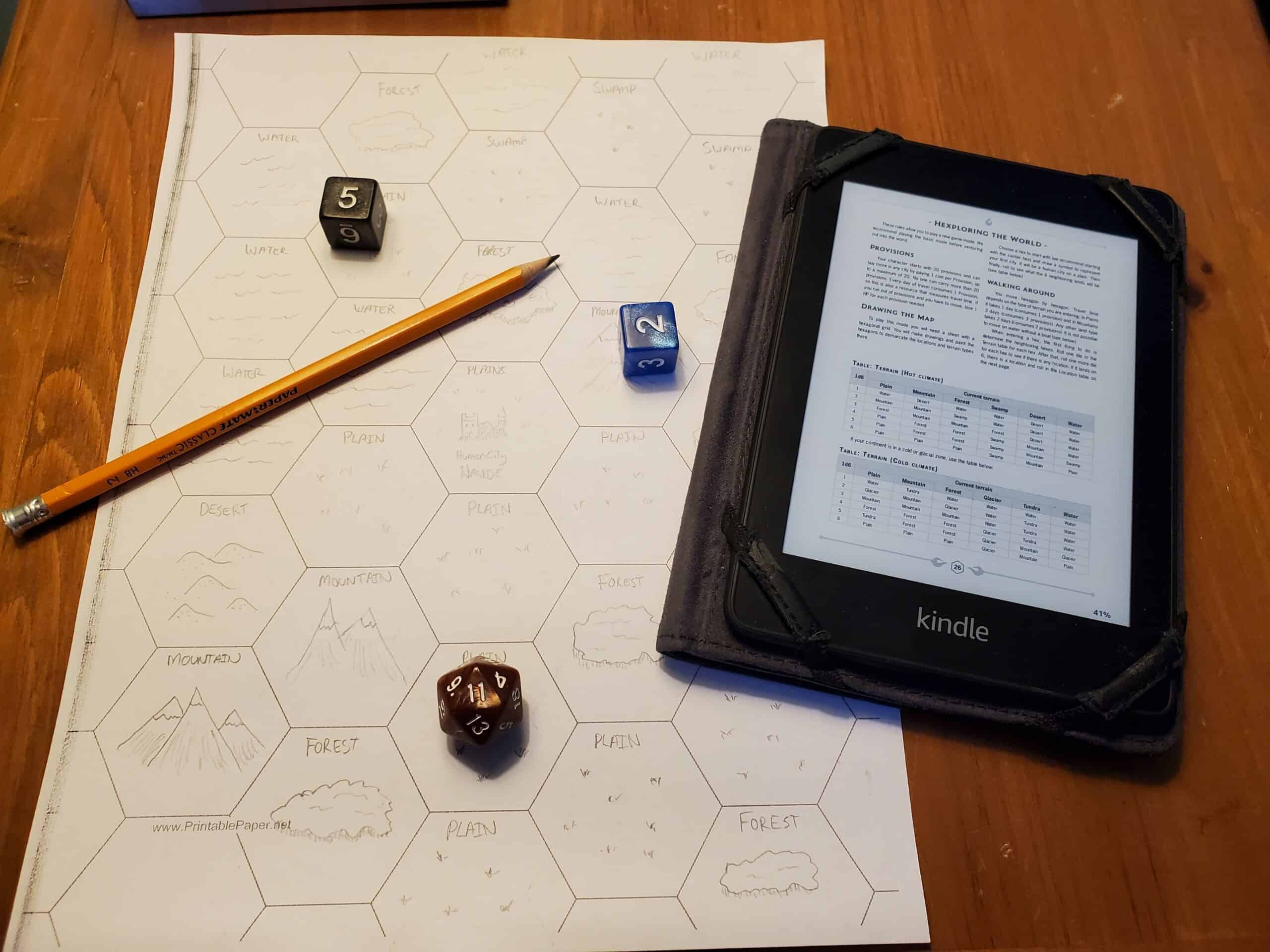 My supplies for a night of adventuring in the Expanded World of NoteQuest.