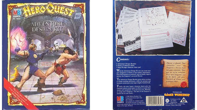 Adventure Design Kit by Milton Bradley, released in 1990 Original HeroQuest adventure design kit.