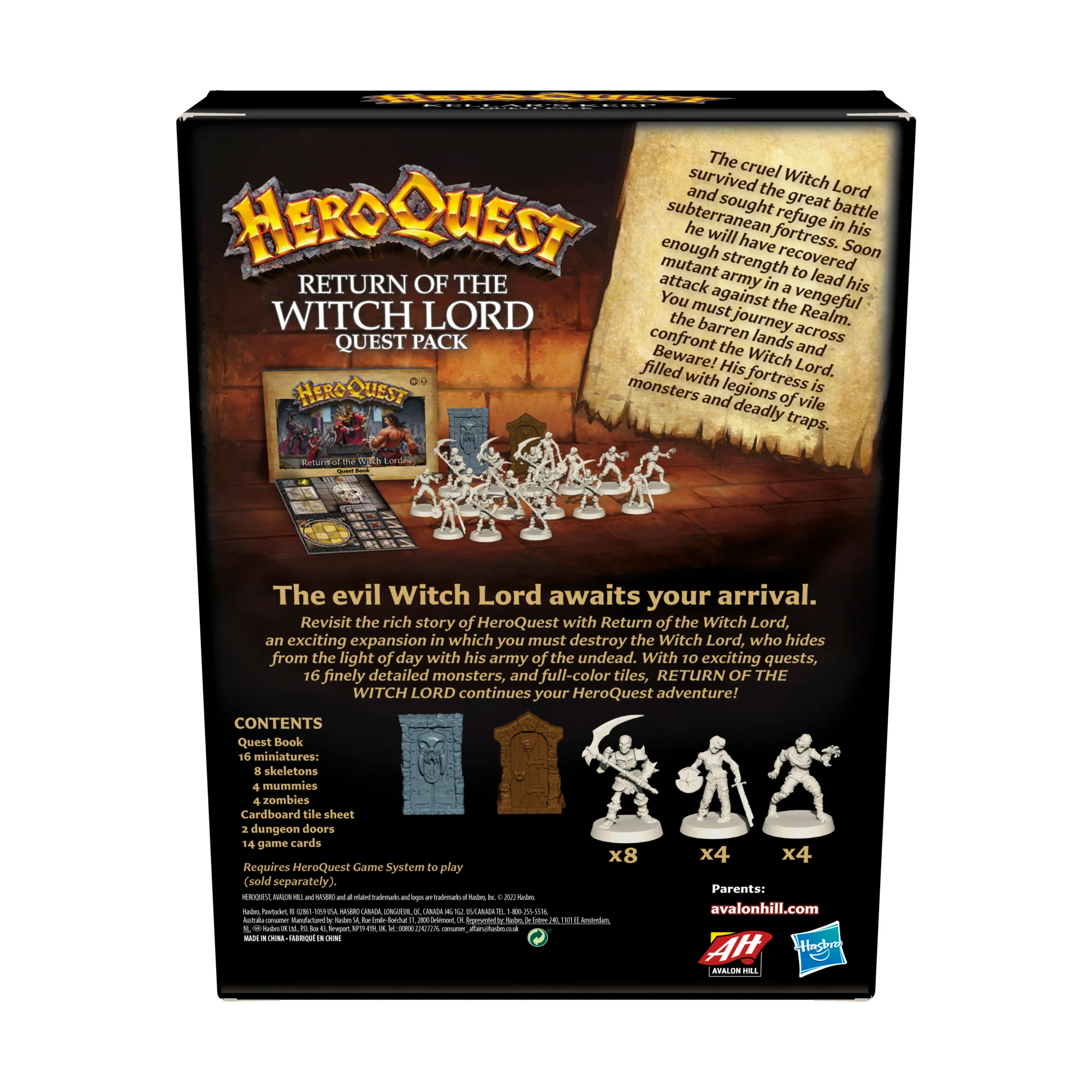 Box back HeroQuest Return of the Witch Lord Quest Pack box back