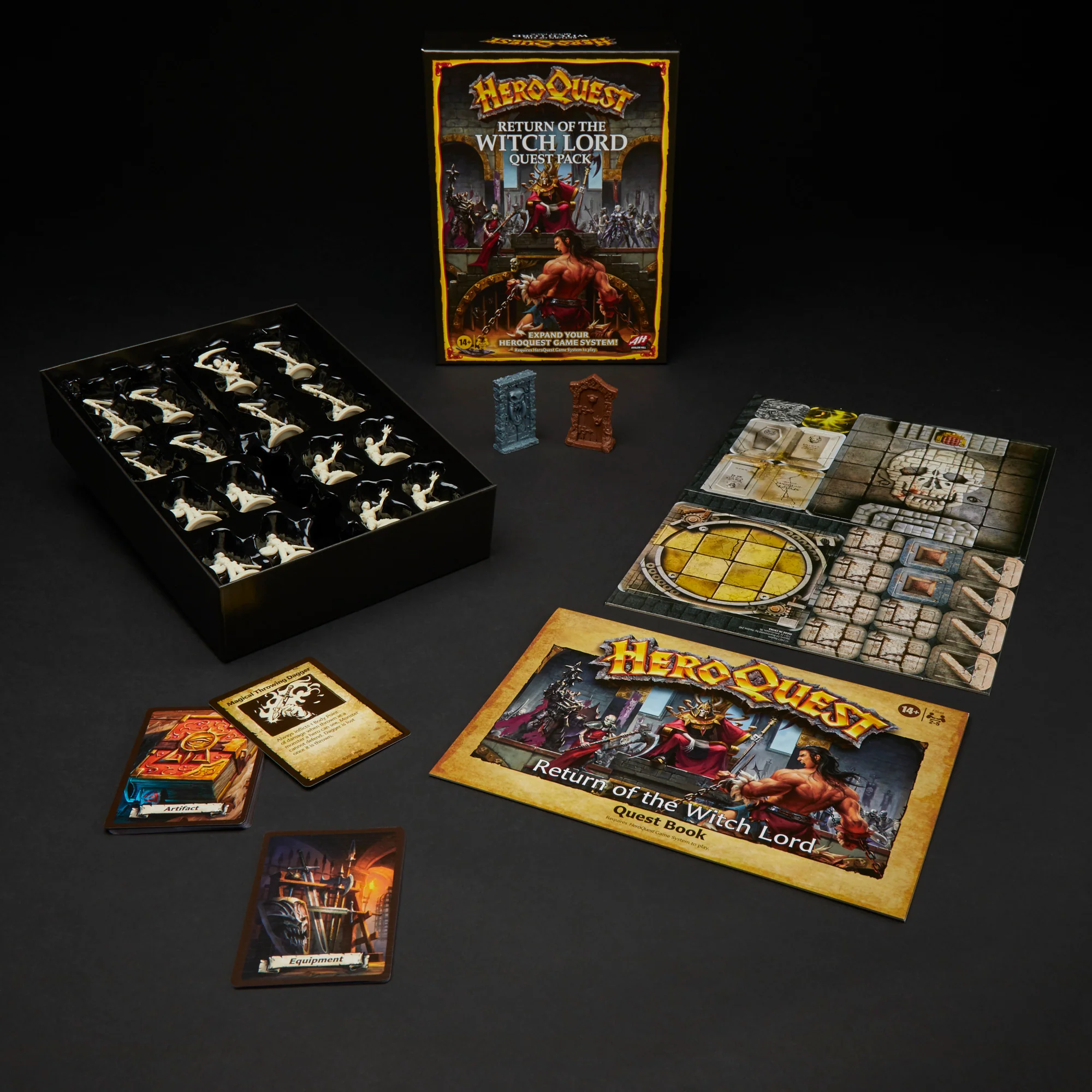 Undead miniatures, cards, doors, and tiles HeroQuest Return of the Witch Lord miniatures and components
