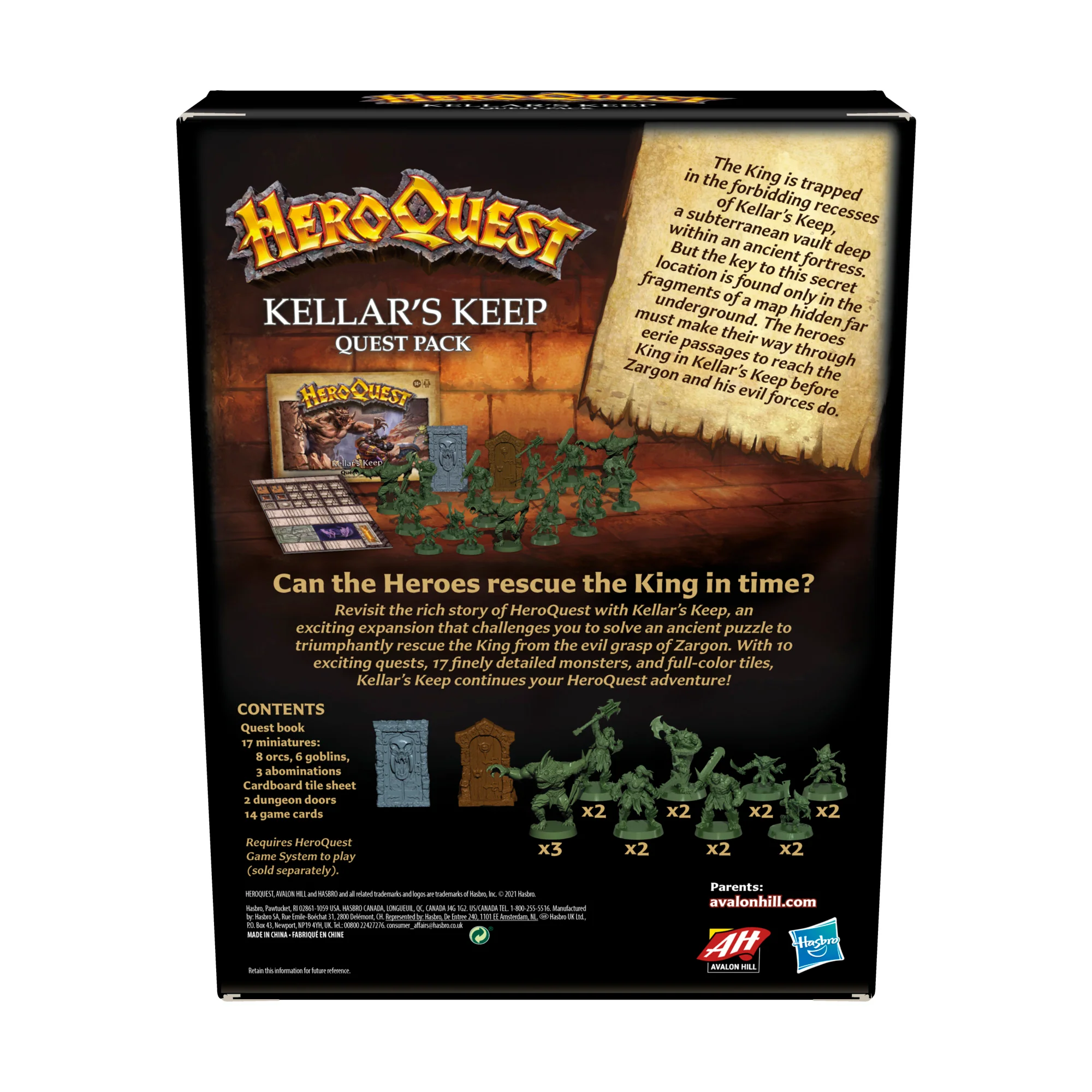 Box back HeroQuest Kellar's Keep Quest Pack box back