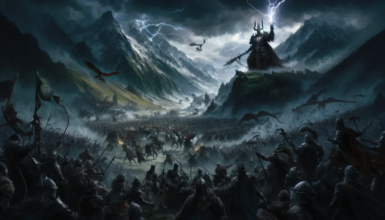 DALL·E-2024-06-02-13.43.10-A-panoramic-view-of-a-fierce-battle-taking-place-at-the-foot-of-a-mountainous-pass-with-a-dark-sky-and-lightning-striking-the-battlefield.-The-scene--1