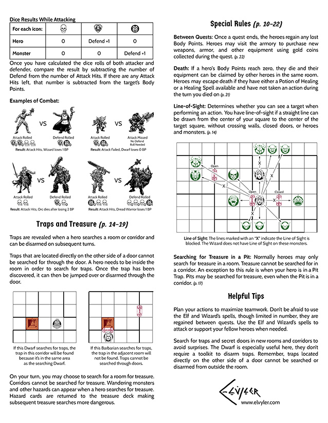 HeroQuest Quick Reference for Hero Players