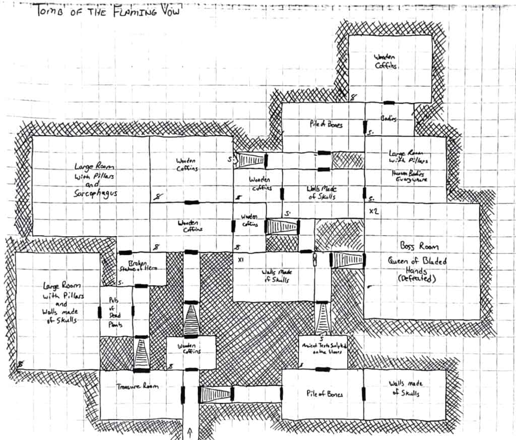 The Tomb of the Flaming Vow - The first dungeon that I explored in my solo quest into NoteQuest